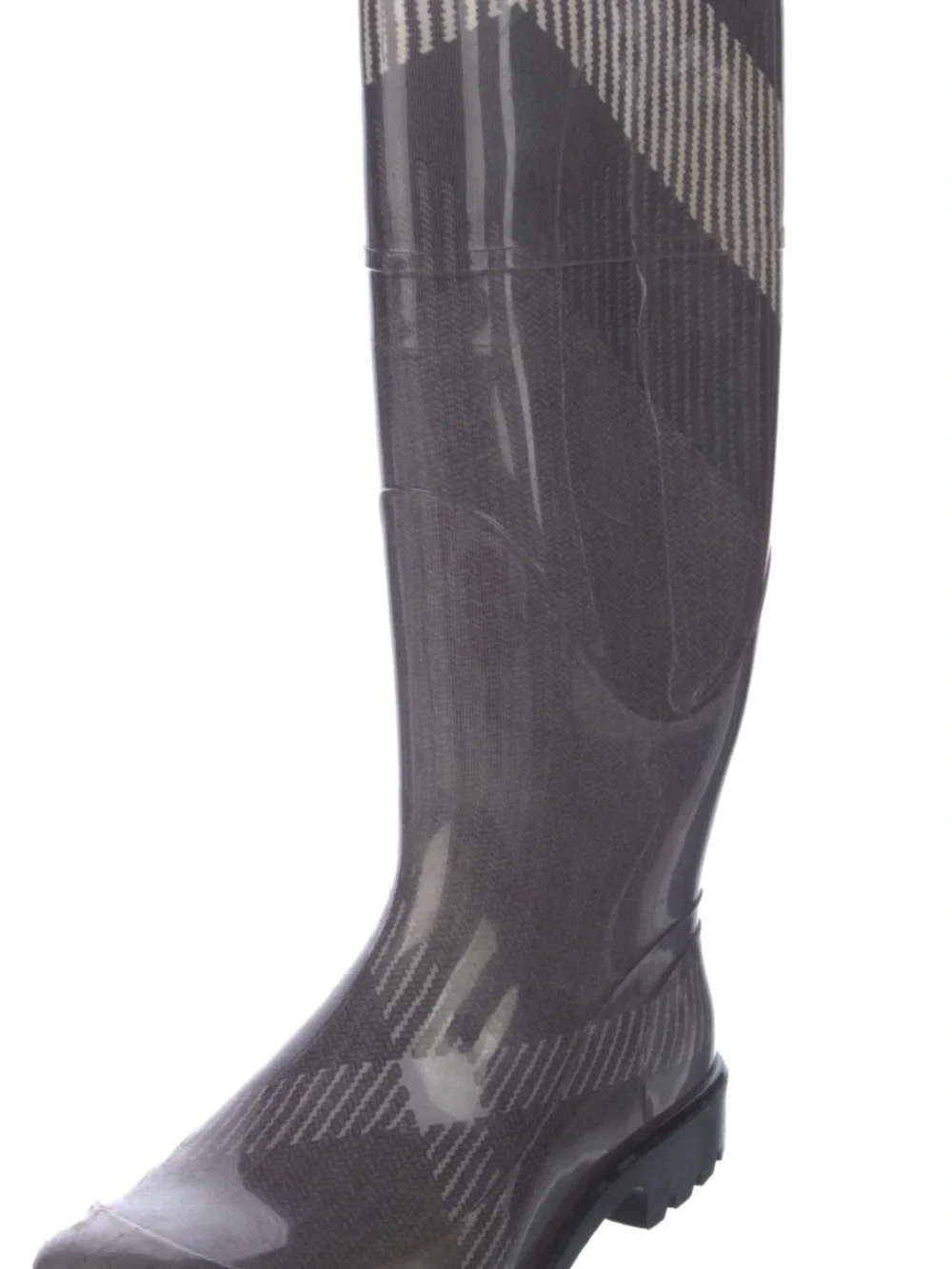 Burberry Gray Plaid Women's Rain Boot